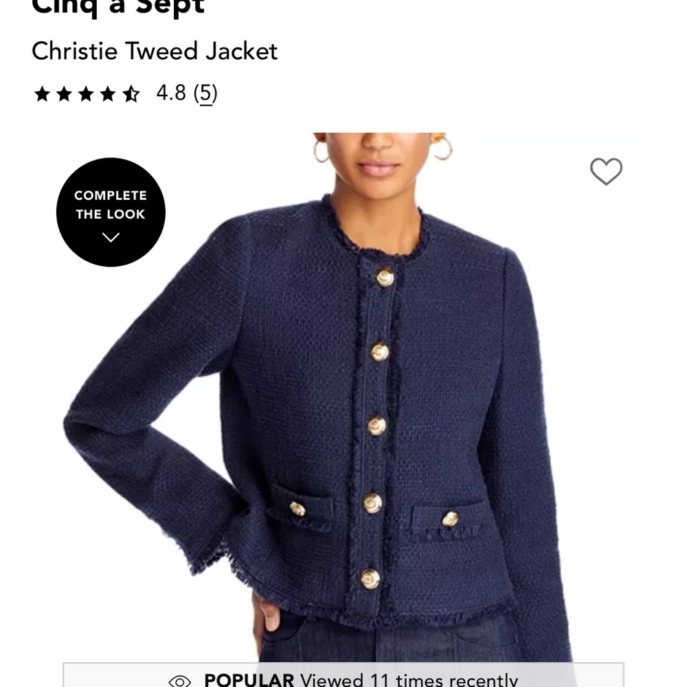 Cinq a Sept Blue Cropped Blazer with Structured Design